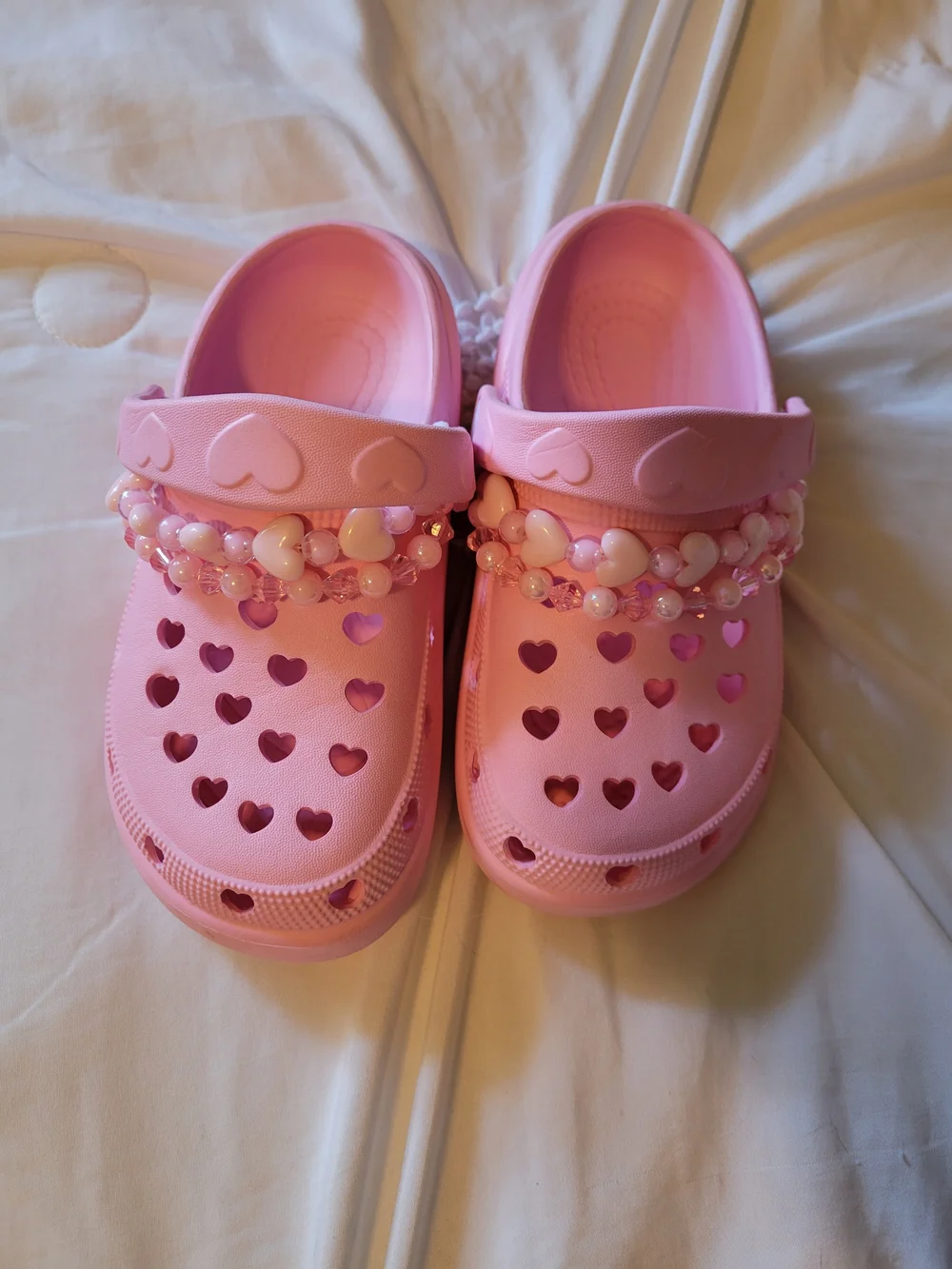 Kids Heart-Detail Pink Clog Sandals